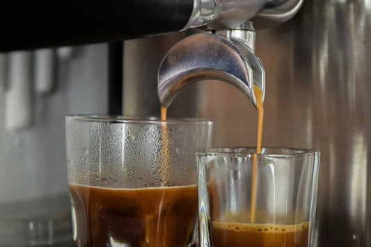 2 espressos at different levels decaf