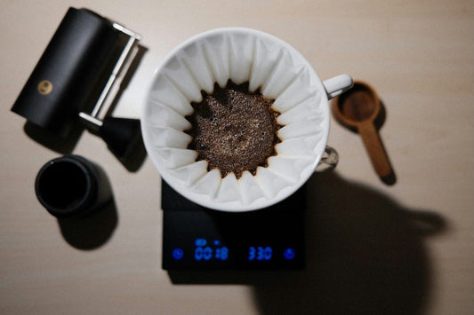 showing the best decaf coffee set up and how it brews more slowly