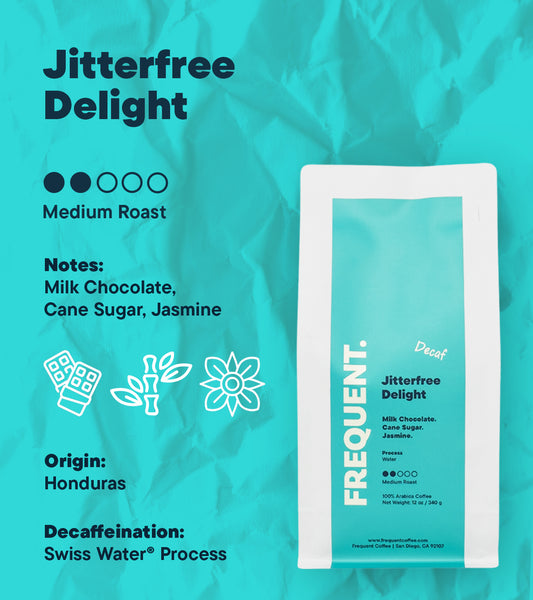 Details of Jitterfree Delight Swiss Water Decaf coffee from Frequent Coffee