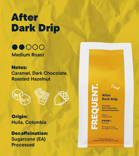 Detsils of After Dark Drip Decaf Coffee from Frequent Coffee