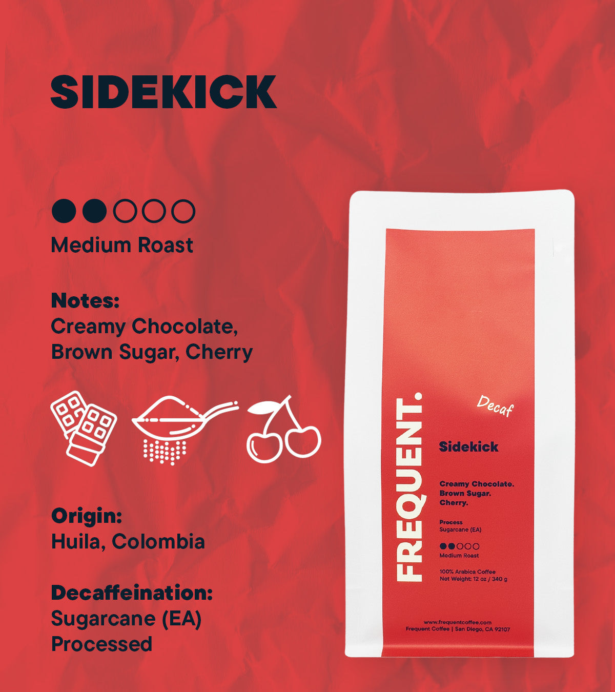 Details of Sidekick decaf coffee from Frequent coffee